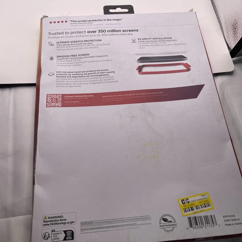 ZAGG InvisibleShield Glass Elite Screen Protector for Apple iPad 2024 (Large)